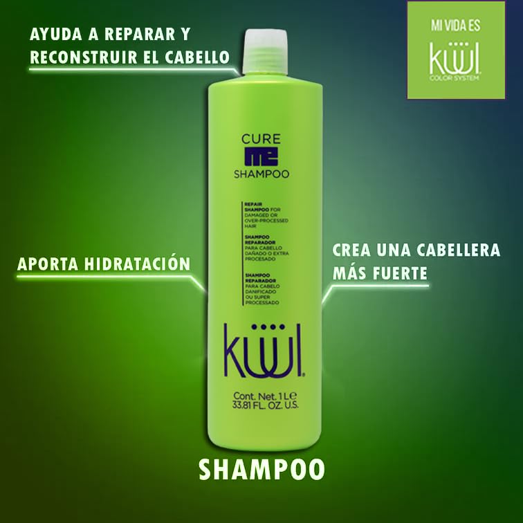 Kuul Cure Me Shampoo 33.8 oz – Hair Repair & Prolonged Hydration | 1 Liter