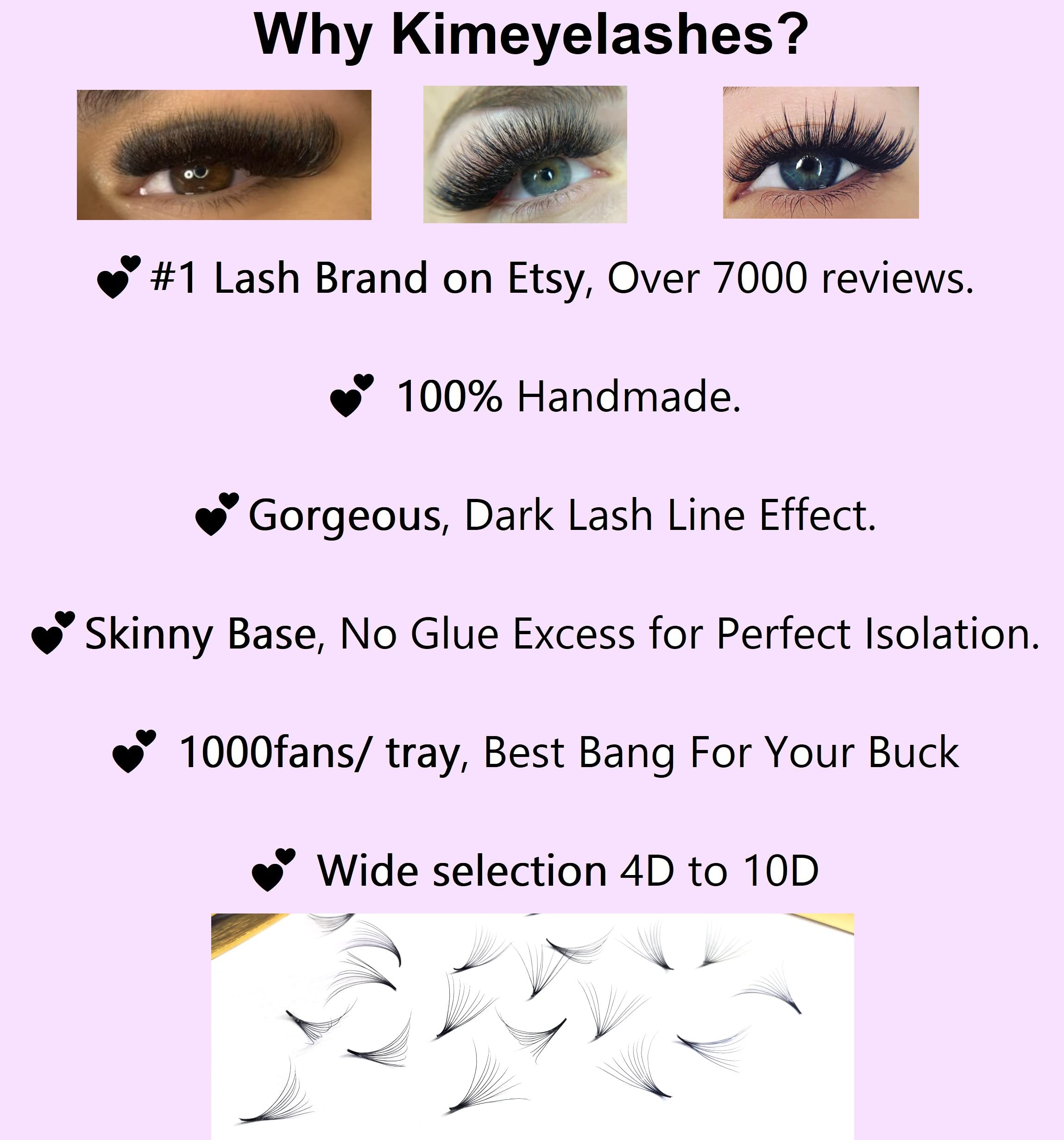 1000 Premade Volume Fans – Mixed Lengths (9-12mm, 11-13mm, 13-16mm) CC/D Curl, 0.07/0.05mm