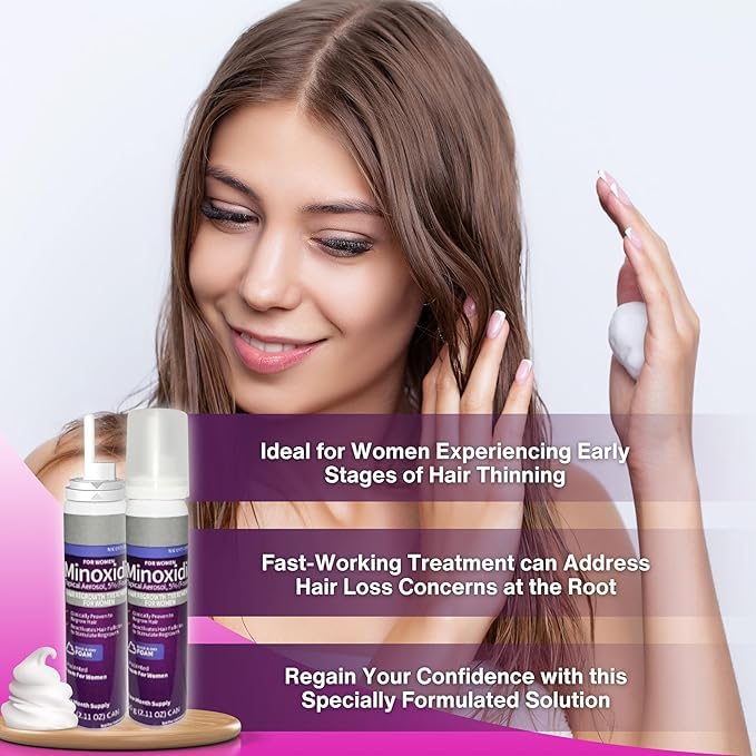 Generic Minoxidil 5% Foam for Women – Unscented Daily Hair Growth (2‑Month)