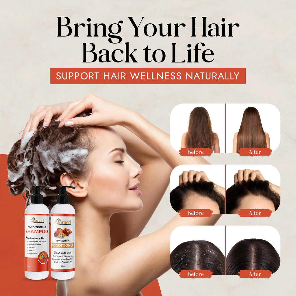 Handmade Hair Shampoo & Conditioner Set with Batana Oil & Sea Moss