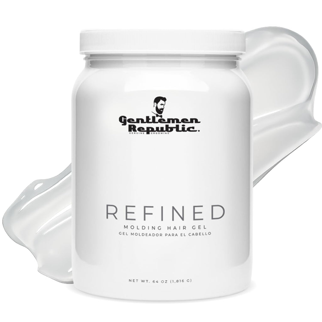 Gentlemen Republic 64oz Refined Gel for Men | Humidity-Resistant, Alcohol-Free Hold, Flake-Free Shine — Made in USA