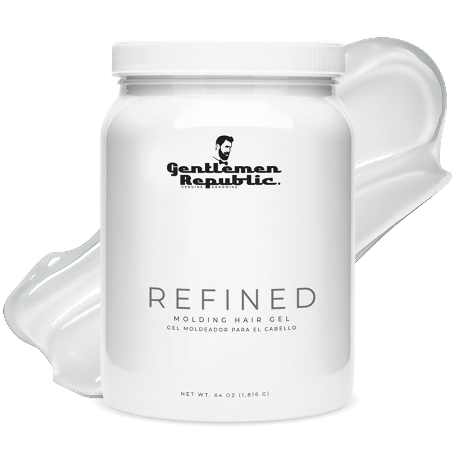 Gentlemen Republic 64oz Refined Gel for Men | Humidity-Resistant, Alcohol-Free Hold, Flake-Free Shine — Made in USA