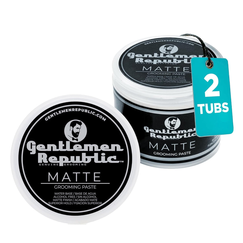 Gentlemen Republic Matte Paste Pack of 2 – Water-Based, Alcohol-Free, Superior Hold, Matte Finish | Made in USA