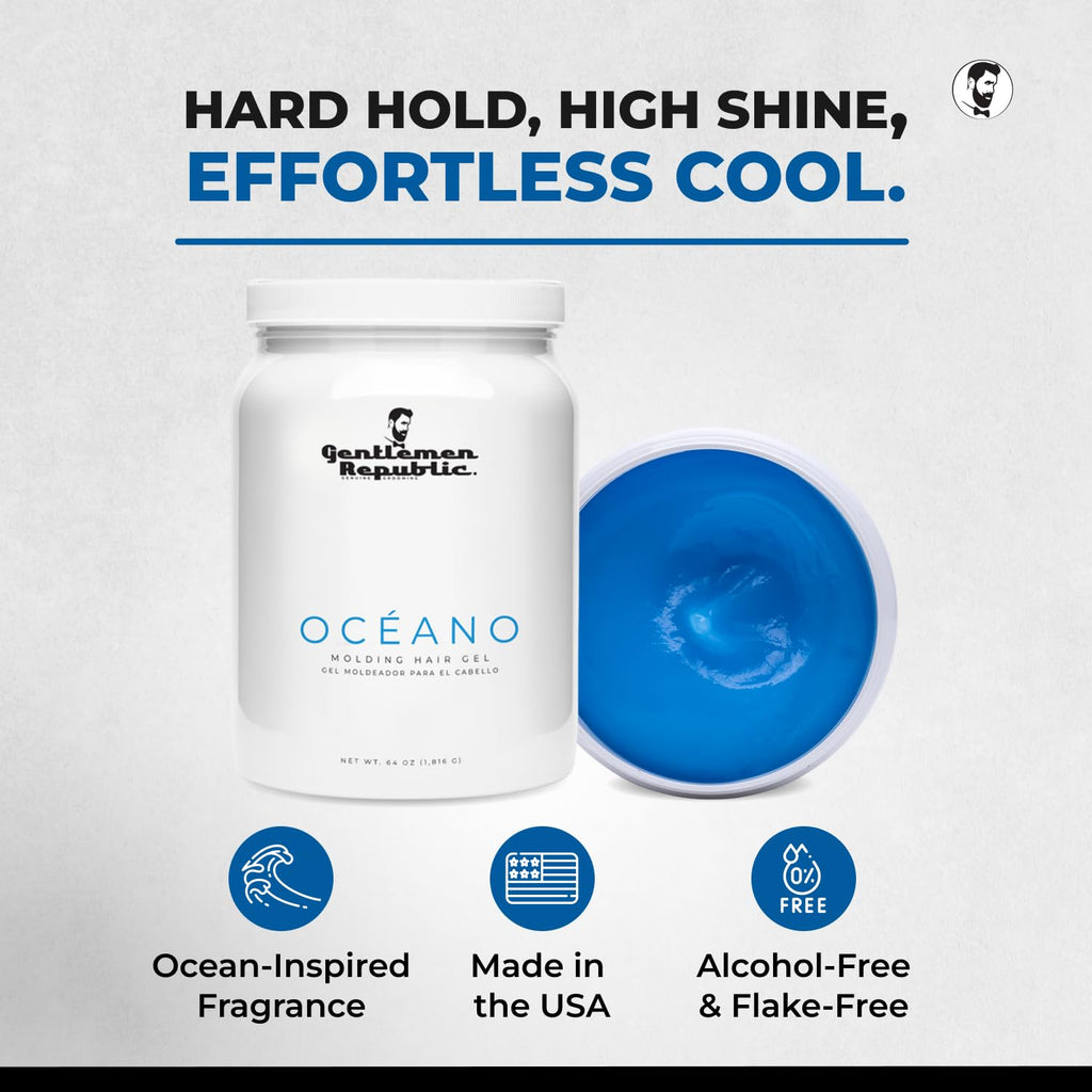 Gentlemen Republic Oceano Hair Gel 32oz — Strong Hold, High Shine, Alcohol-Free