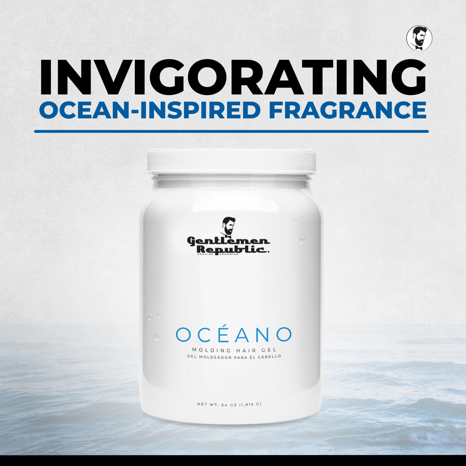 Gentlemen Republic Oceano Hair Gel 32oz — Strong Hold, High Shine, Alcohol-Free