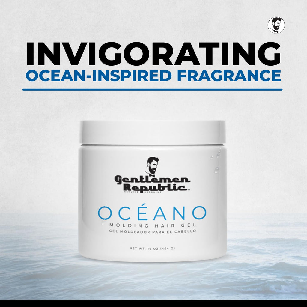 Gentlemen Republic Oceano Hair Gel 16oz – 100% Alcohol-Free, Strong Hold, High Shine, Made in USA