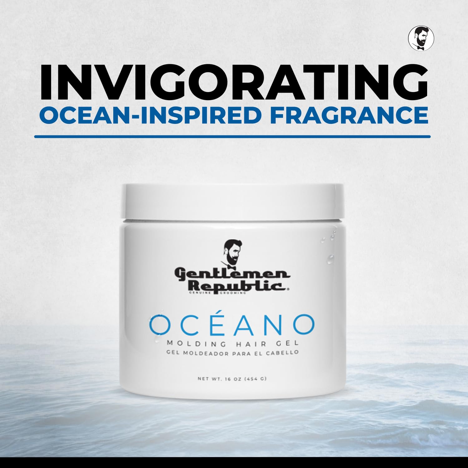Gentlemen Republic Oceano Hair Gel 16oz – 100% Alcohol-Free, Strong Hold, High Shine, Made in USA