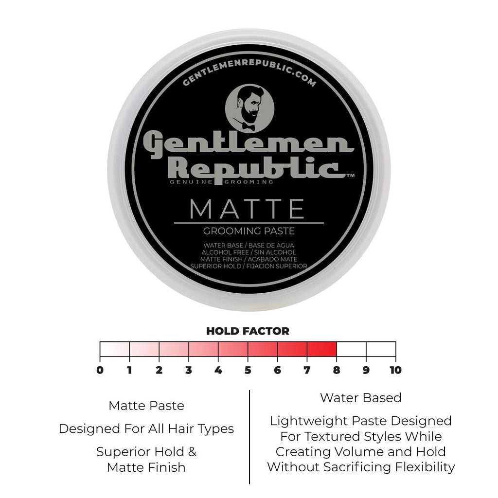 Gentlemen Republic Matte Paste Pack of 2 – Water-Based, Alcohol-Free, Superior Hold, Matte Finish | Made in USA