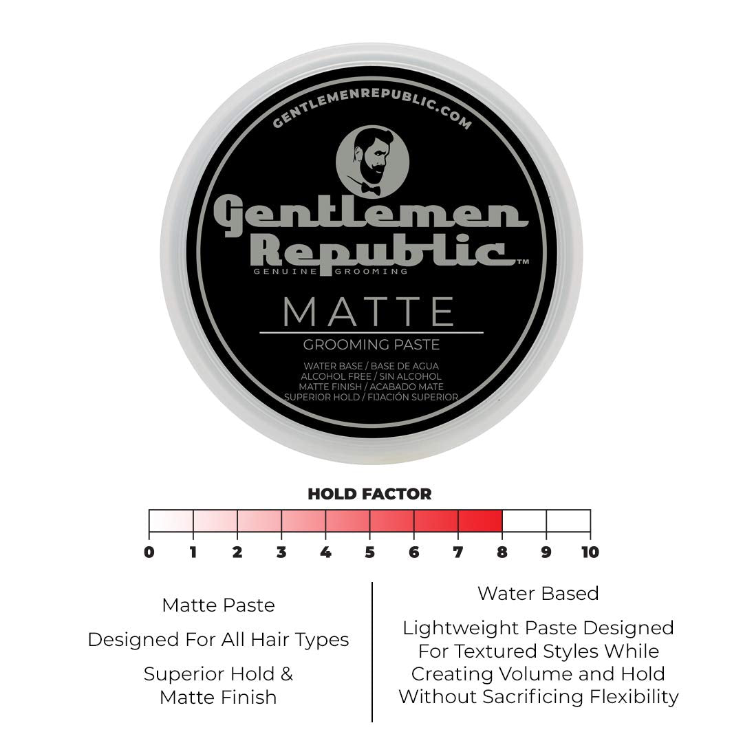 Gentlemen Republic Matte Paste Pack of 2 – Water-Based, Alcohol-Free, Superior Hold, Matte Finish | Made in USA