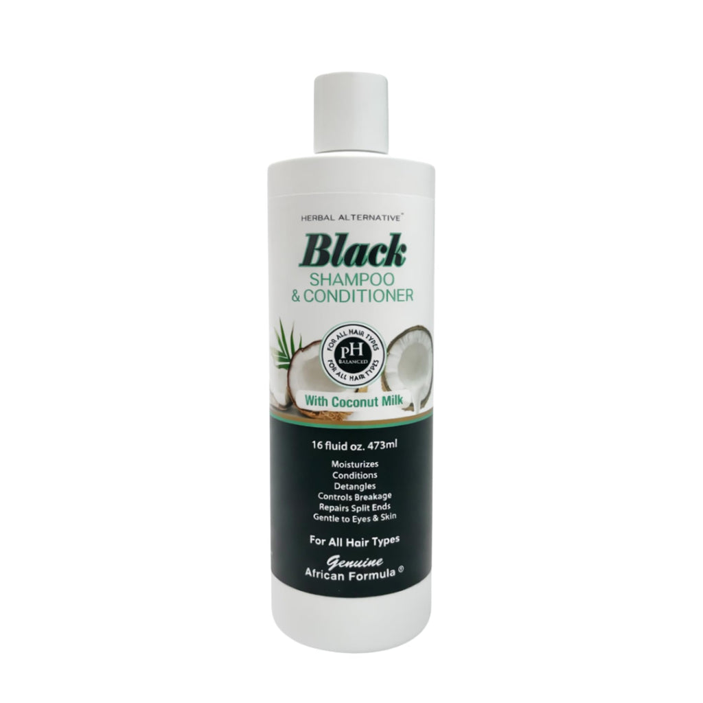 Genuine African Formula Black Shampoo & Conditioner with Coconut Milk | 16oz 2-in-1 Moisturizing Hair Care