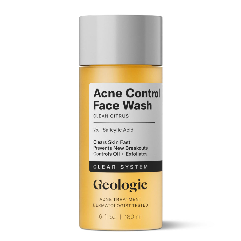 Geologie Acne Control Face Wash | 2% Salicylic Acid Exfoliating Cleanser | Oil Control & Clearer Skin | 6 oz