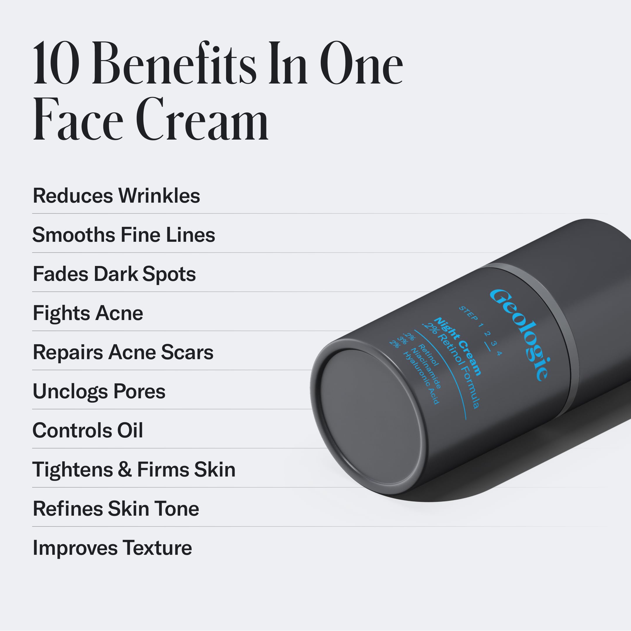 Geologie Retinol Night Cream for Sensitive Skin | Gentle 0.1% Retinol