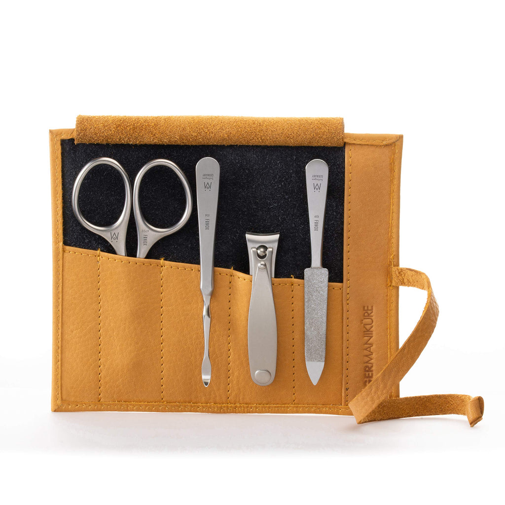 GERMANIKURE 4pc Manicure Set in Yellow Leather Case | Solingen German Steel – FINOX Tools