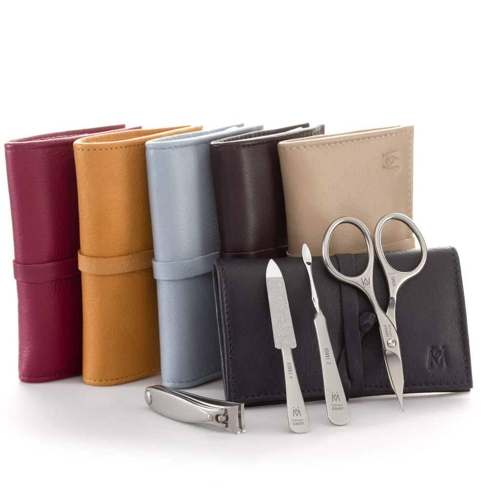 GERMANIKURE 4pc Manicure Set in Black Leather Case – Solingen Germany FINOX Stainless Steel Tools