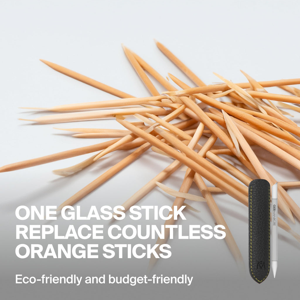 GERMANIKURE Grey Glass Cuticle Stick with Suede Sleeve – Ethically Made in Czech Republic