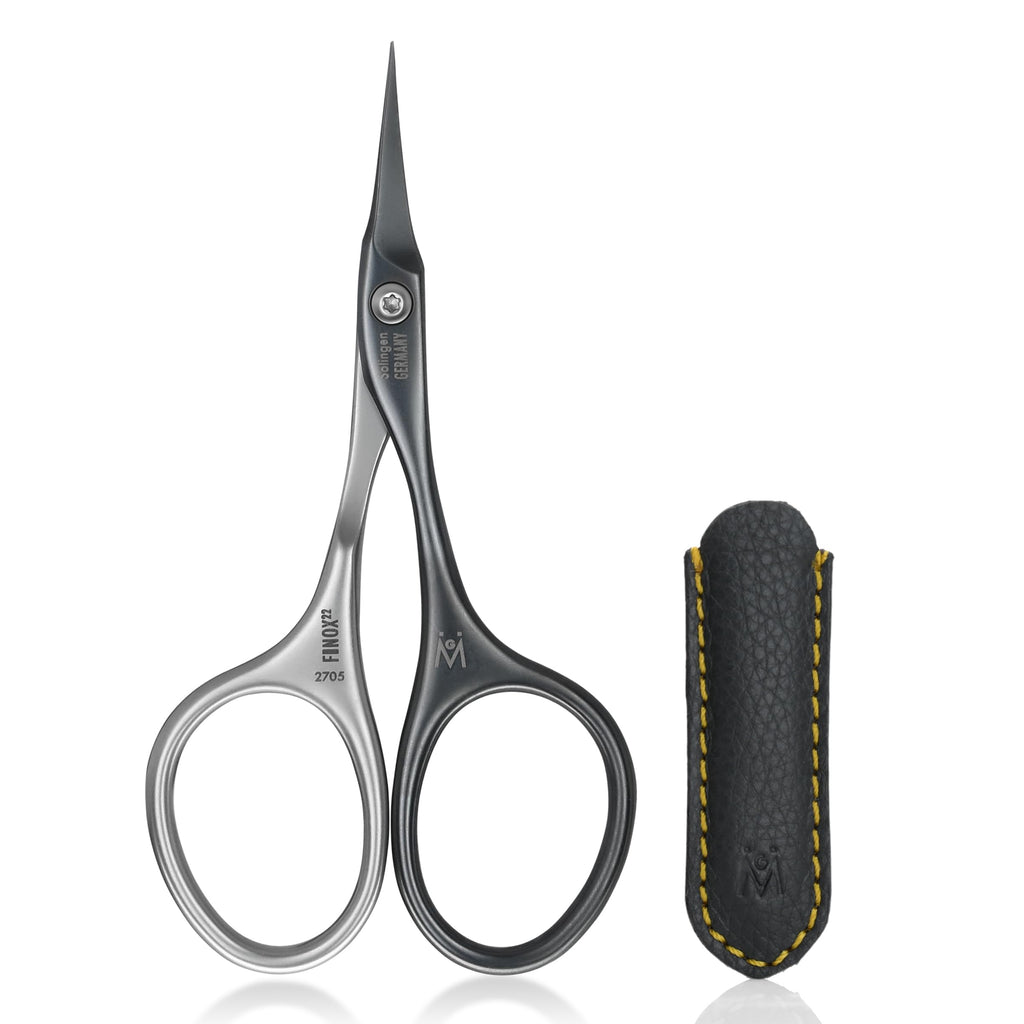 GERMANIKURE Tower Point Cuticle Scissors – Self-Sharpening Titanium-Coated, Solingen-Made in Leather Case