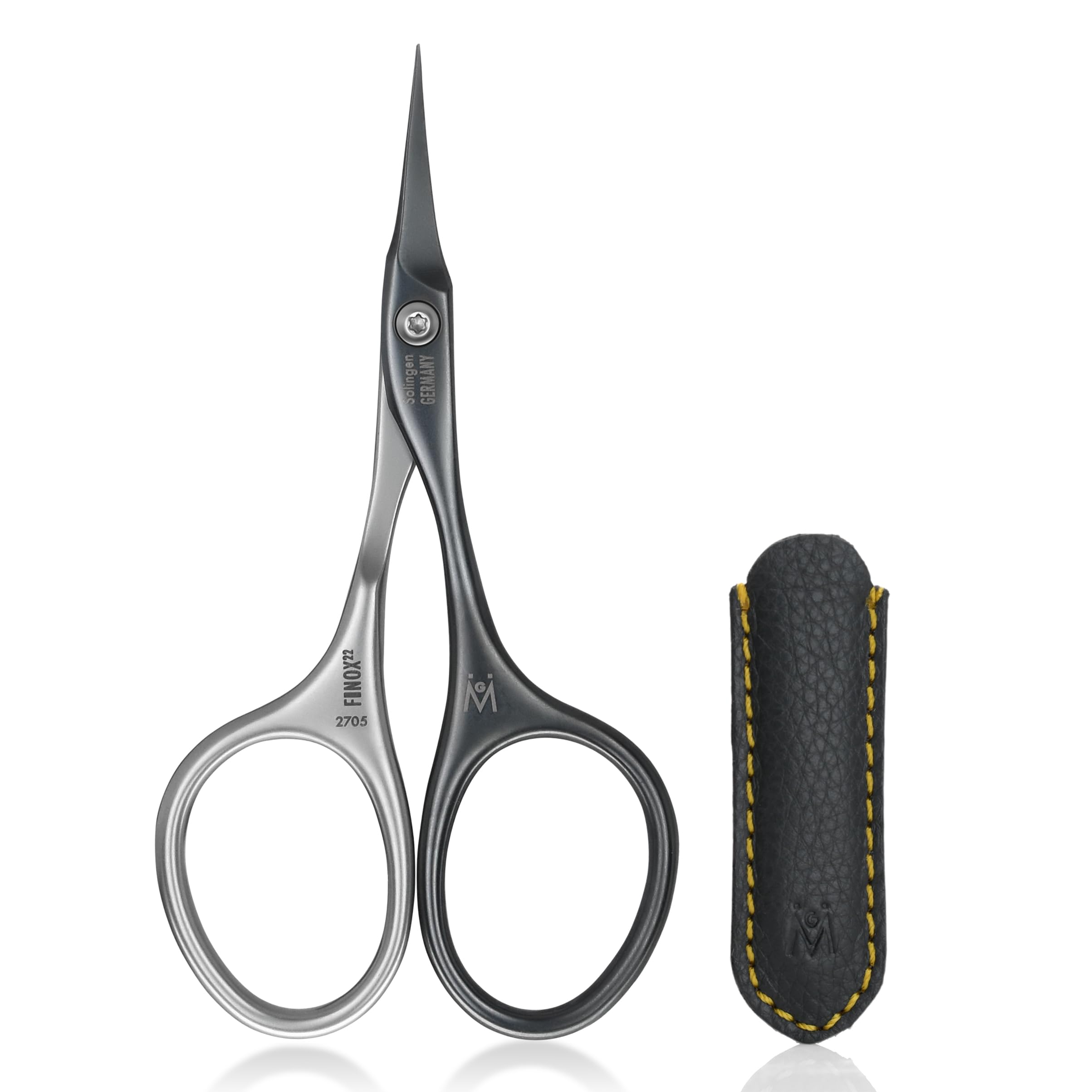 GERMANIKURE Tower Point Cuticle Scissors – Self-Sharpening Titanium-Coated, Solingen-Made in Leather Case