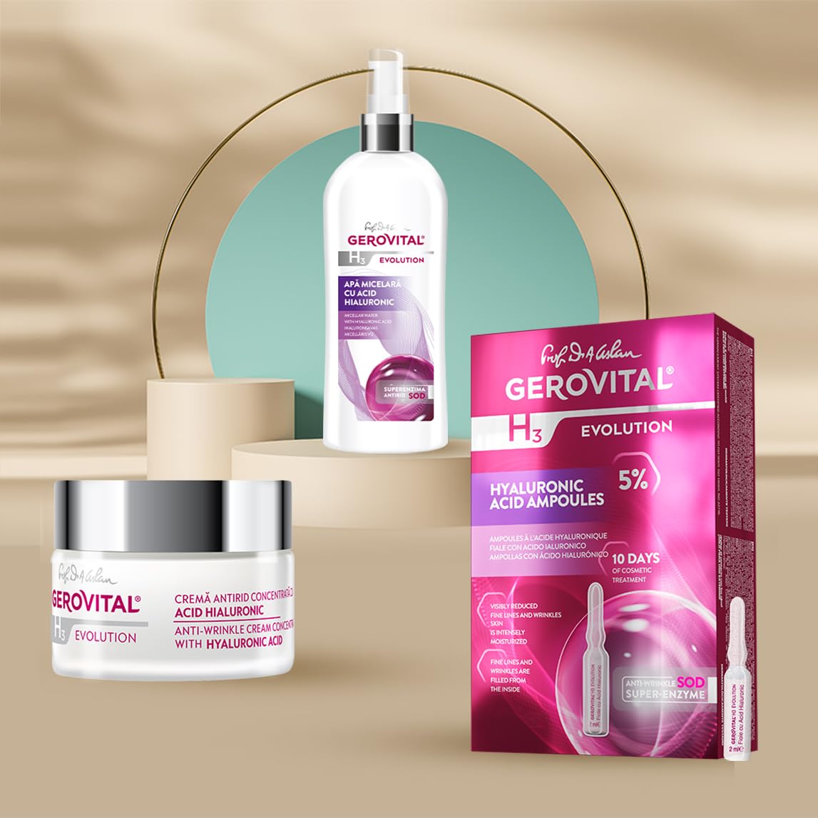 Gerovital Evolution Anti-Wrinkle Cream, 3% Hyaluronic Acid, SOD & GP4G – 50 ml