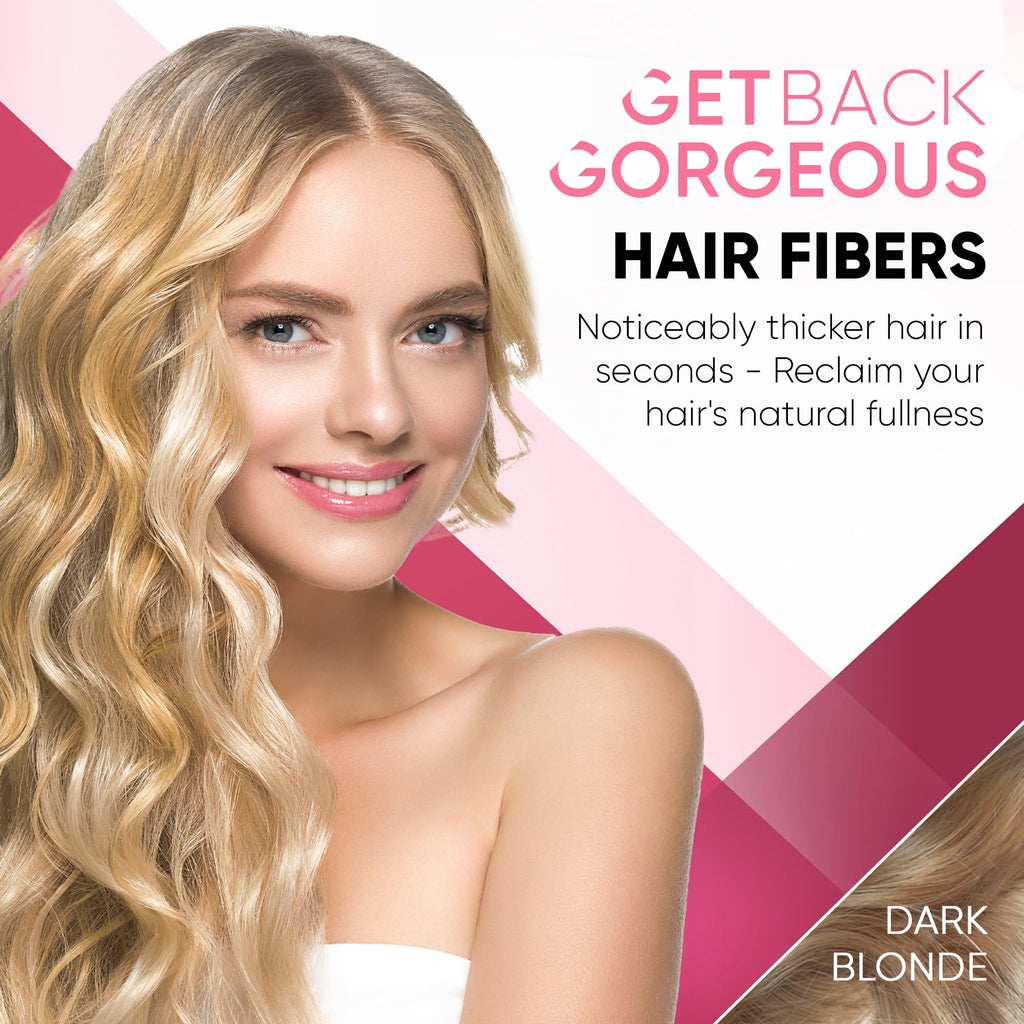 GBG Hair Fibers for Thinning Hair & Bald Spots (Dark Blonde) – 25g | Instant Coverage & Volume | Get Back Gorgeous | Cruelty Free