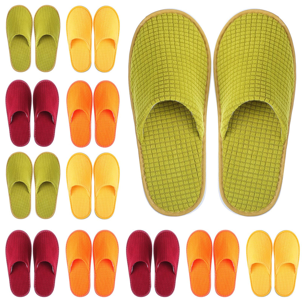 Geyoga 12 Pair Guest Slippers – Non-Slip, Washable & Reusable, 4 Colors