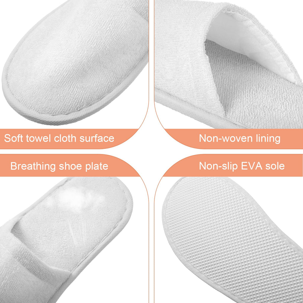 Geyoga 24 Pairs Disposable Guest Slippers – Bulk Cotton Hotel Spa Slippers, Individually Wrapped (Classic Color, Large)