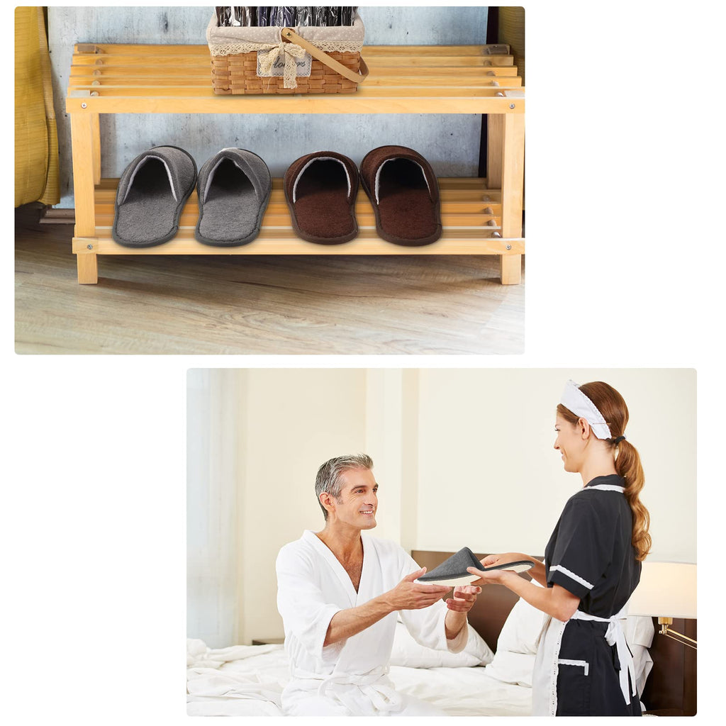 Geyoga 24 Pairs Disposable Slippers for Guests – Bulk Hotel Slippers (Dark Colors, L)