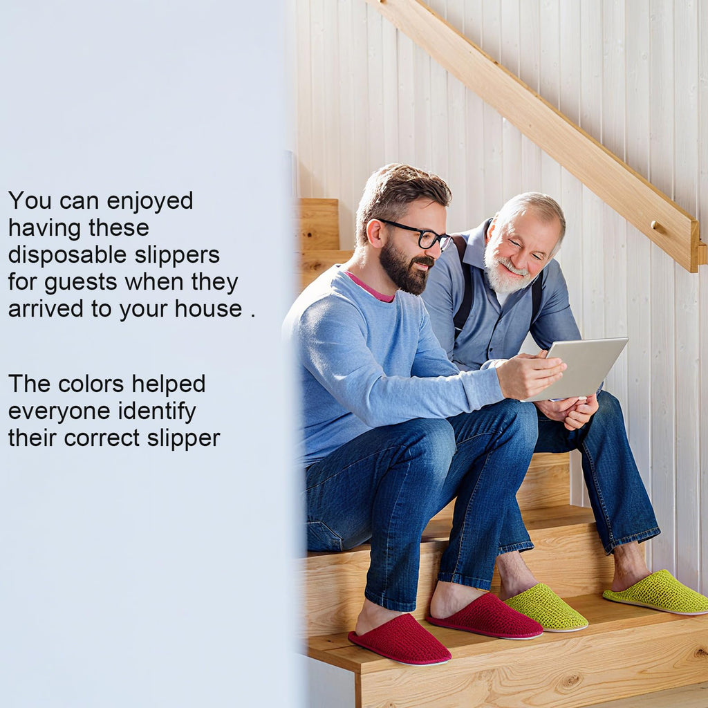 Geyoga 12 Pair Guest Slippers – Non-Slip, Washable & Reusable, 4 Colors