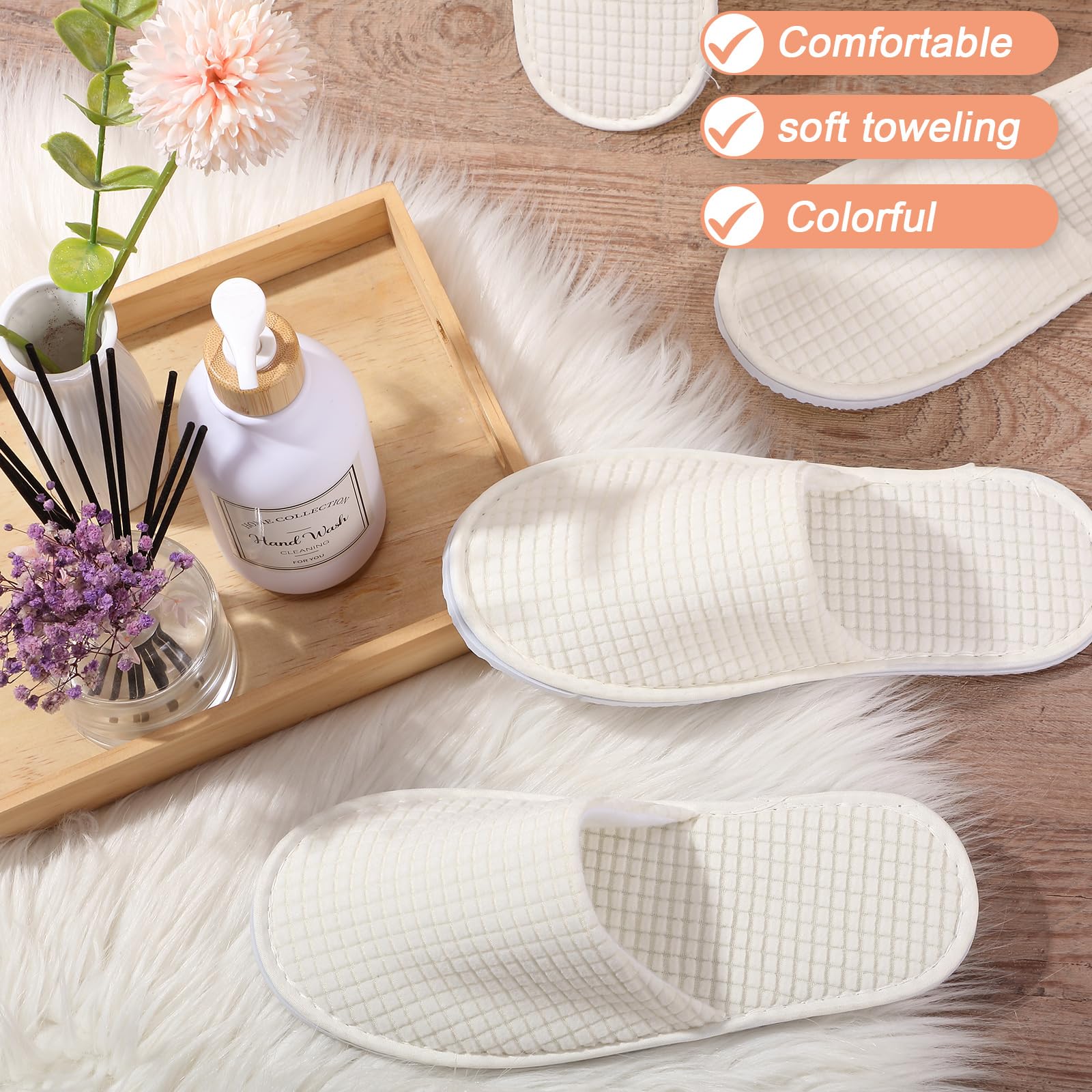 Geyoga 12 Pair Guest Slippers – Non-Slip, Disposable Indoor Slippers for Hotels, Spas, and Travel