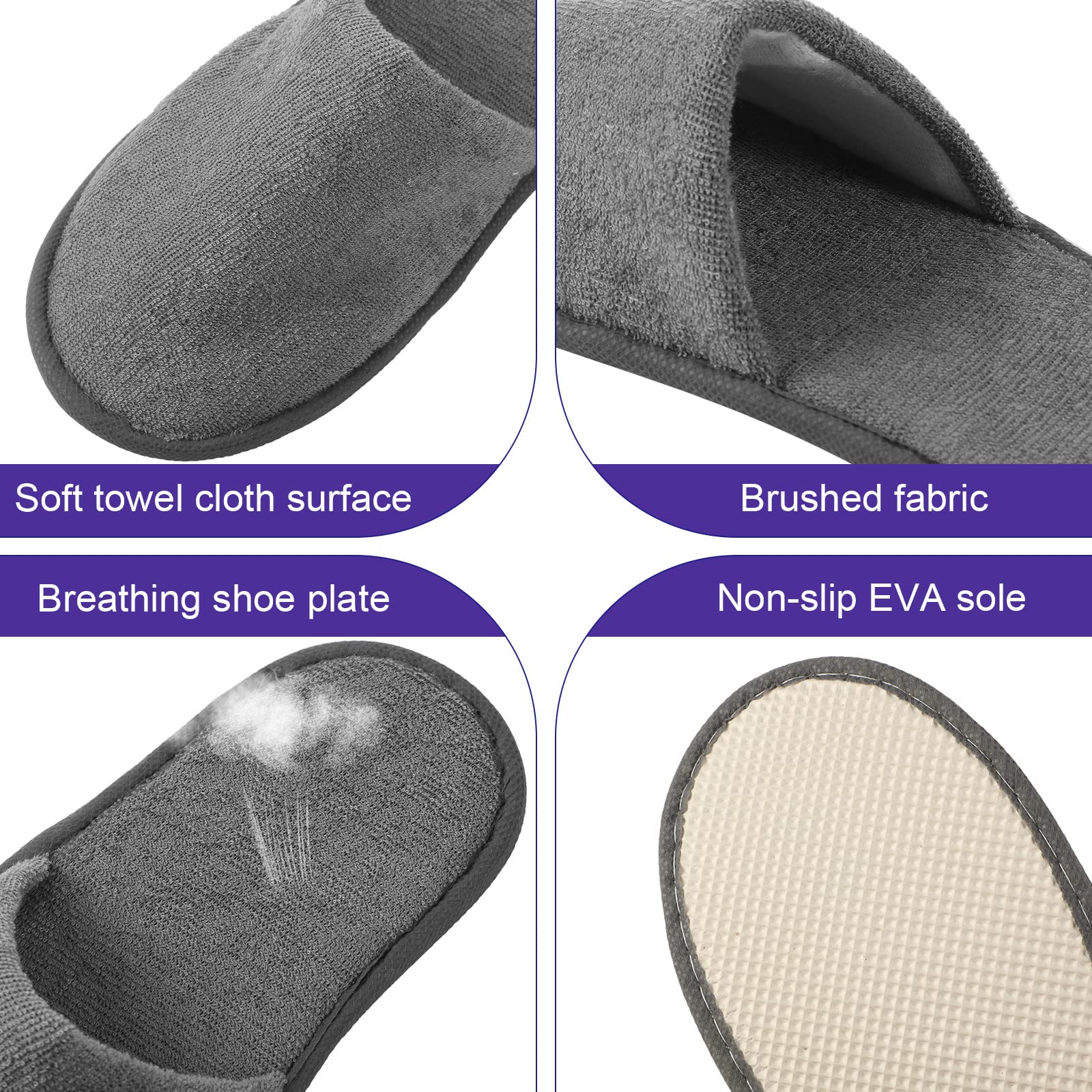 Geyoga 24 Pairs Disposable Slippers for Guests – Bulk Hotel Slippers (Dark Colors, L)