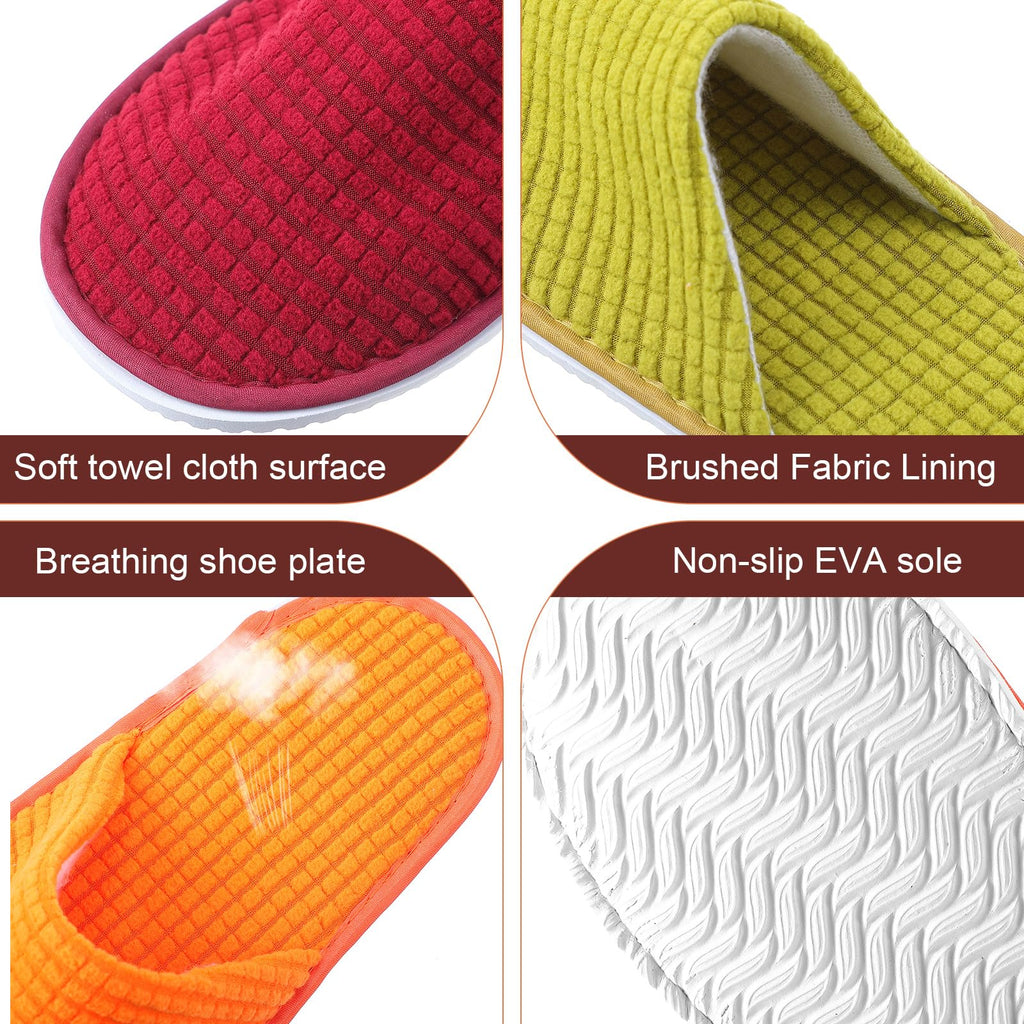 Geyoga 12 Pair Guest Slippers – Non-Slip, Washable & Reusable, 4 Colors