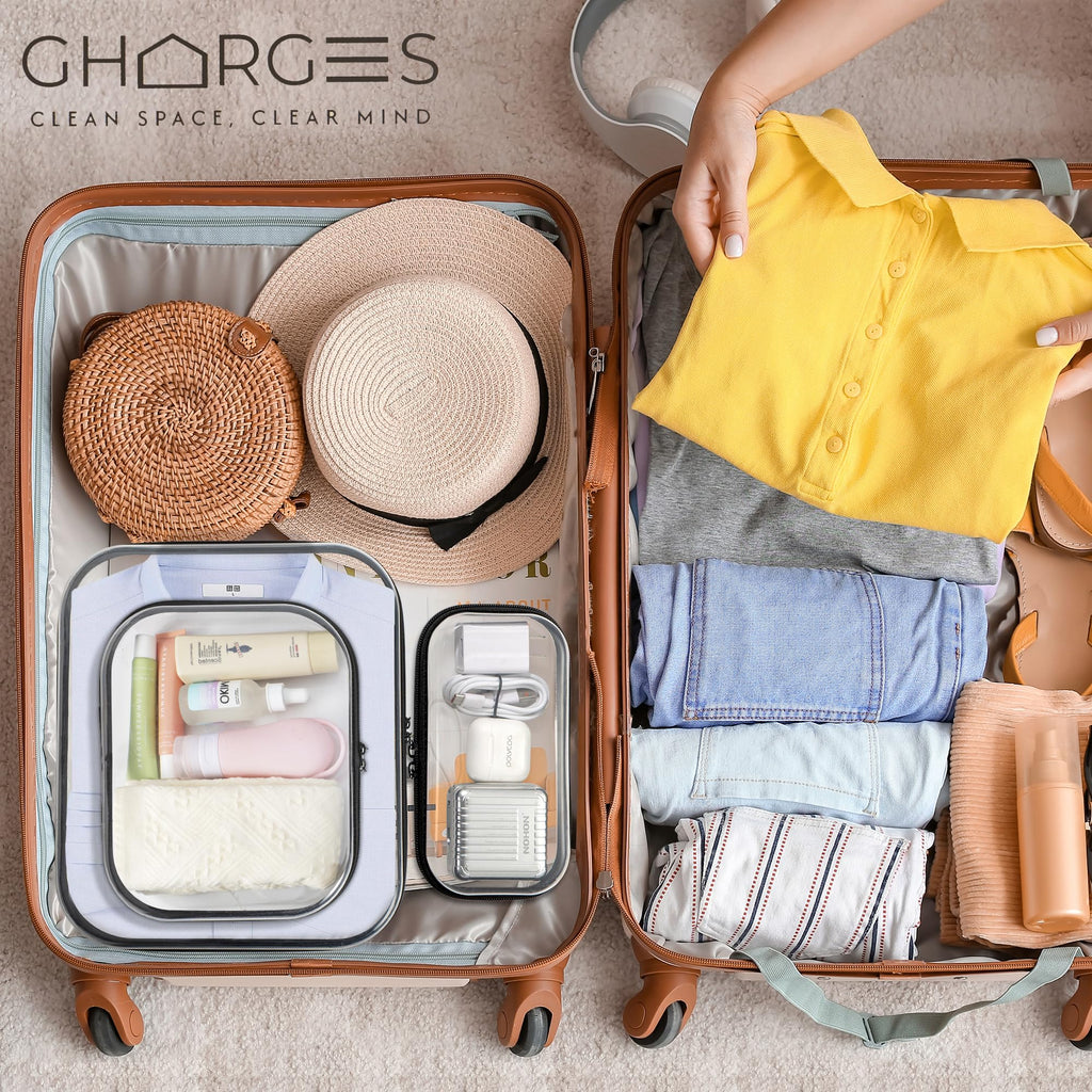 Gharges Clear Hard Shell Zipper Case Set – 3-Pack (S/M/L), 1.1mm BPA-Free PVC