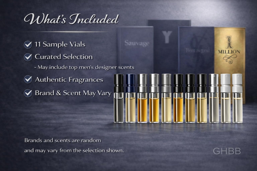 GHBB Cologne 11 Designer Sample Vial Set for Men | Discovery & Travel-Ready Fragrance Sampler