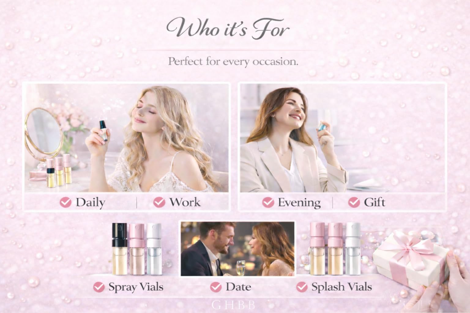 GHBB Women's Designer Perfume Sampler Set – 12 Fragrance Vials