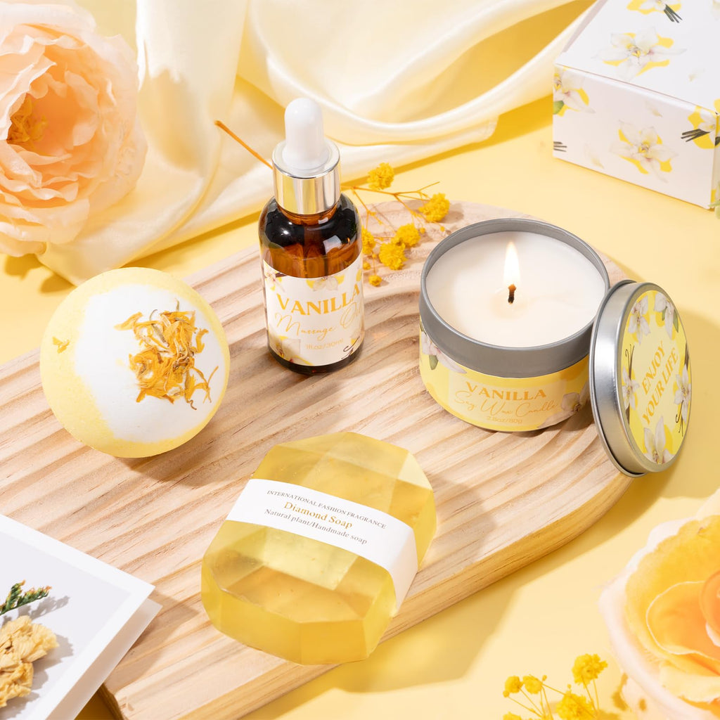 GiftPeak Birthday Spa Gifts for Women – Vanilla Self-Care Box for Mom, Wife, Friend
