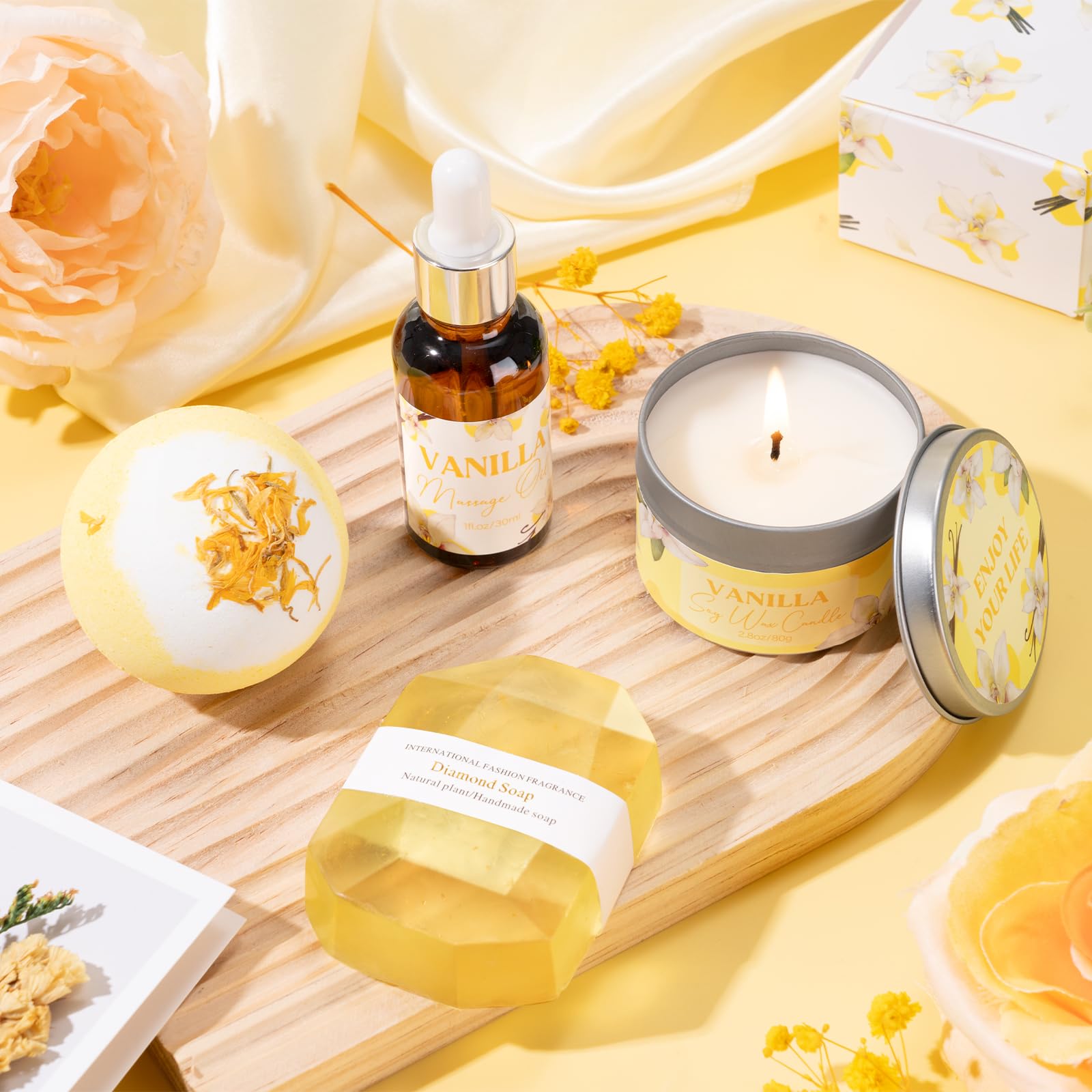 GiftPeak Birthday Spa Gifts for Women – Vanilla Self-Care Box for Mom, Wife, Friend