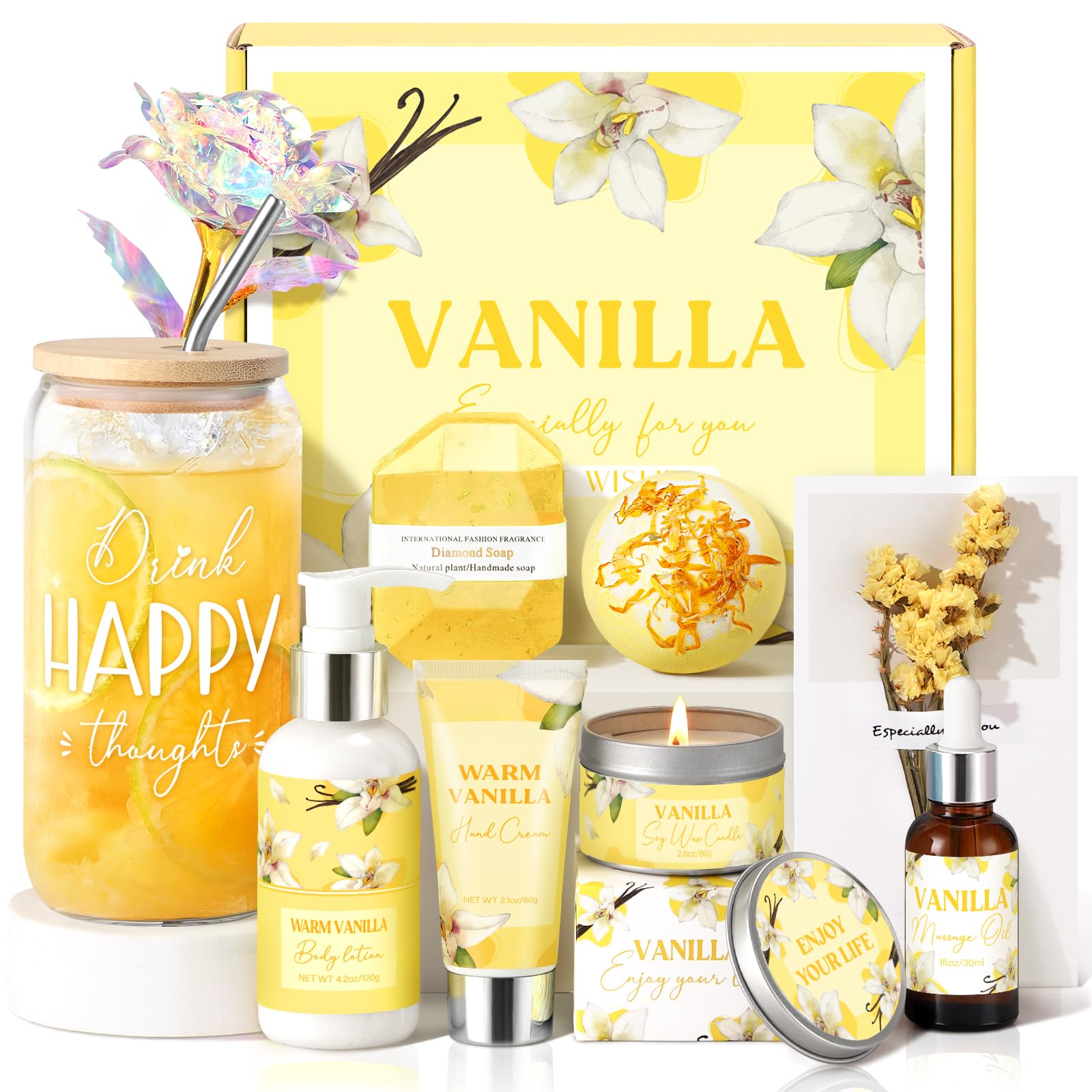 GiftPeak Birthday Spa Gifts for Women – Vanilla Self-Care Box for Mom, Wife, Friend