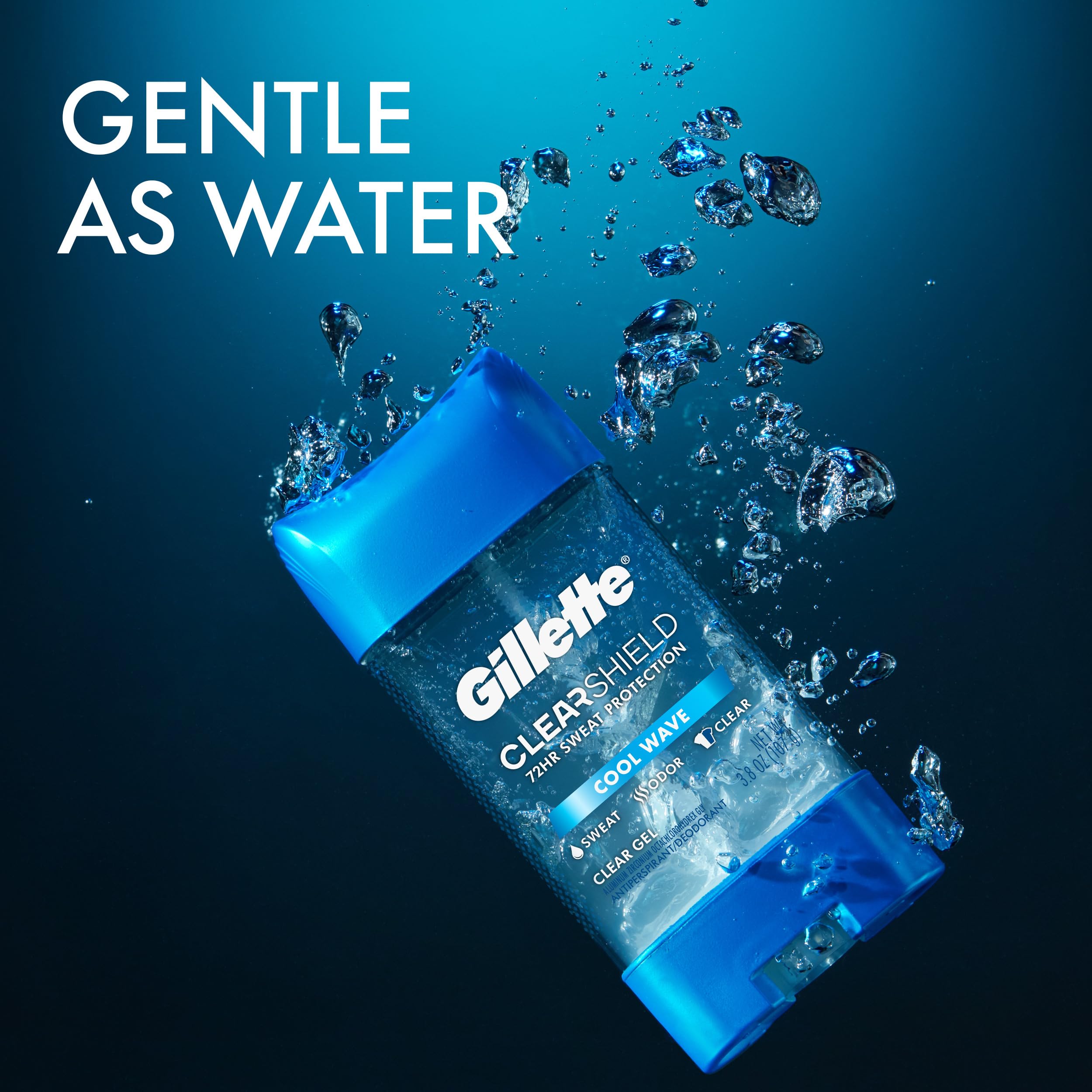 Gillette Advanced Clear Gel Antiperspirant Cool Wave – 5 Pack (3.8 oz each, 19 oz total)