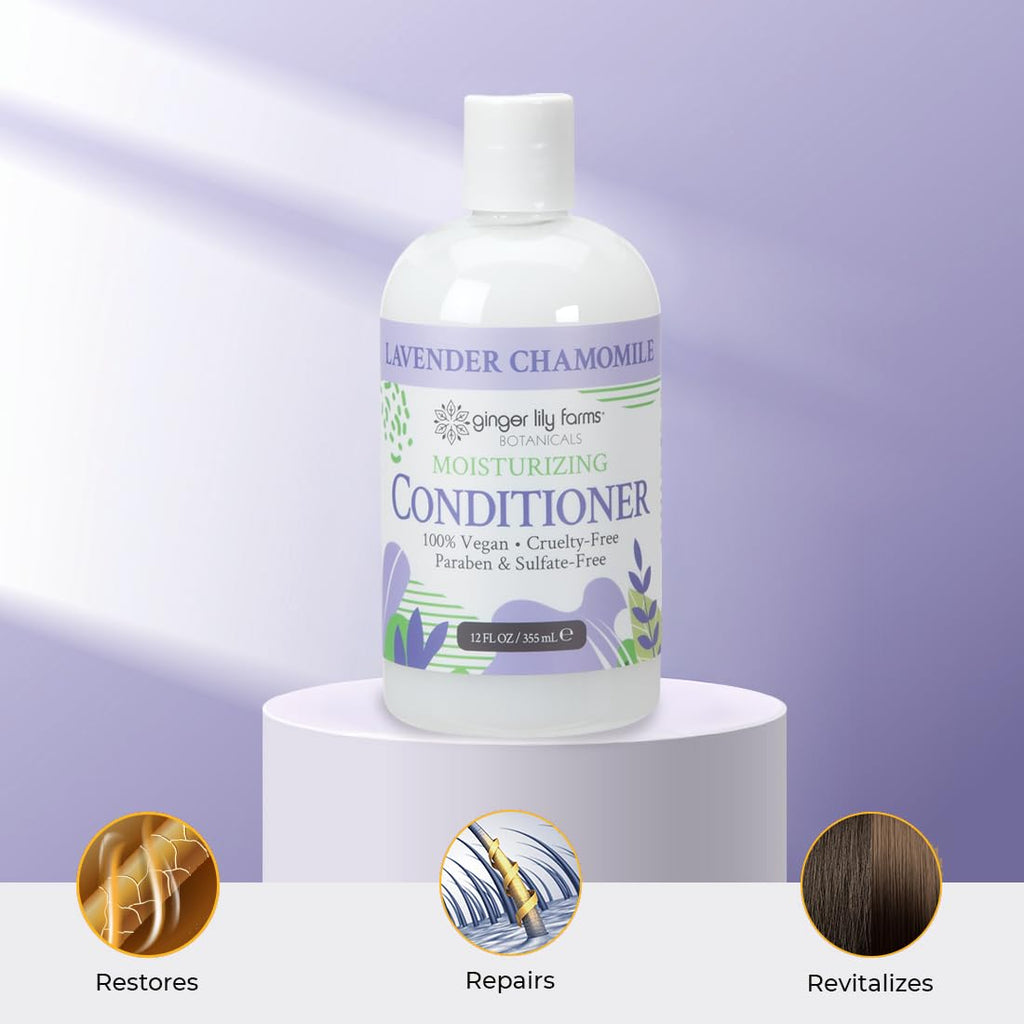 Ginger Lily Farms Botanicals Moisturizing Conditioner – Lavender Chamomile, 100% Vegan & Cruelty-Free, 12oz (Pack of 6)