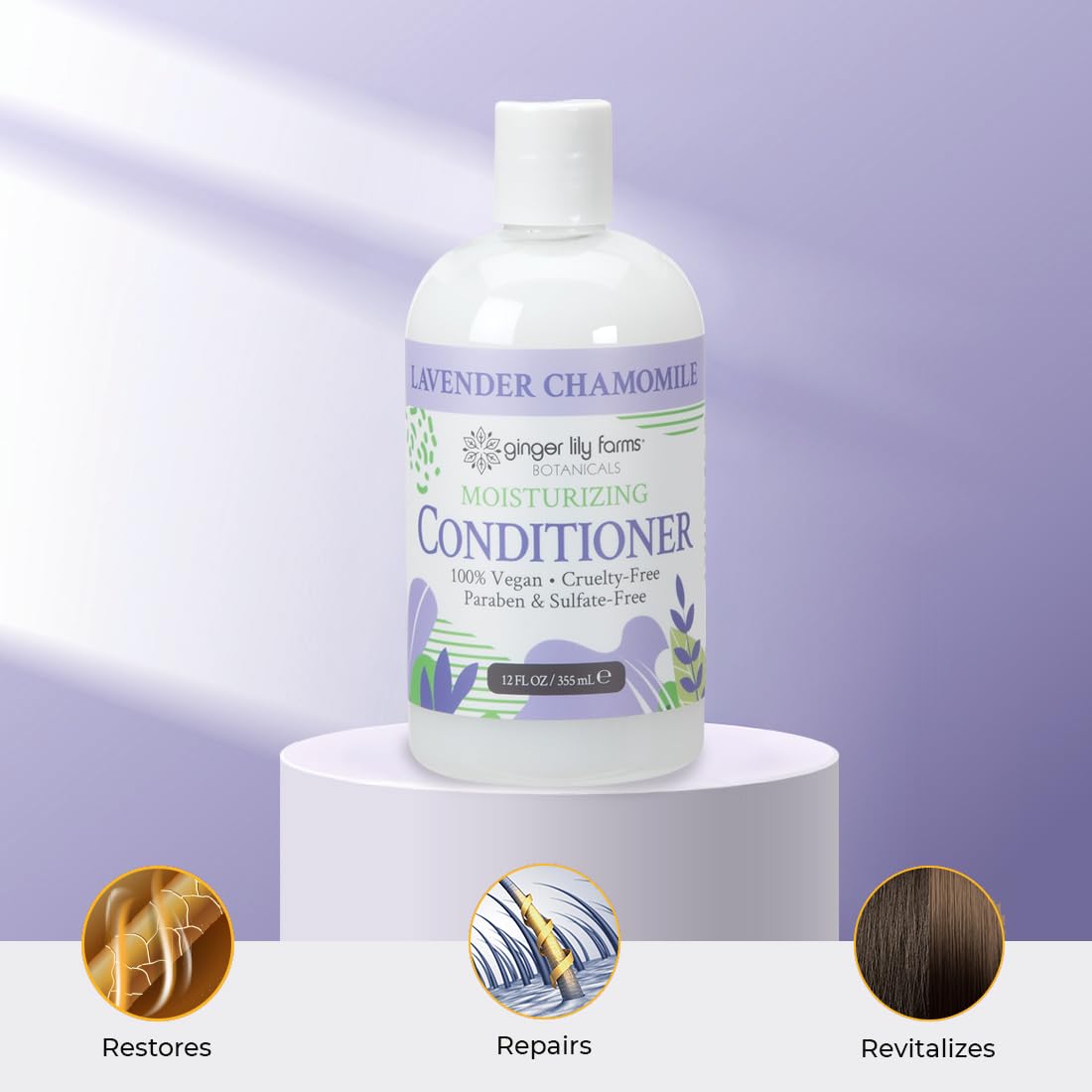 Ginger Lily Farms Botanicals Moisturizing Conditioner – Lavender Chamomile, 100% Vegan & Cruelty-Free, 12oz (Pack of 6)