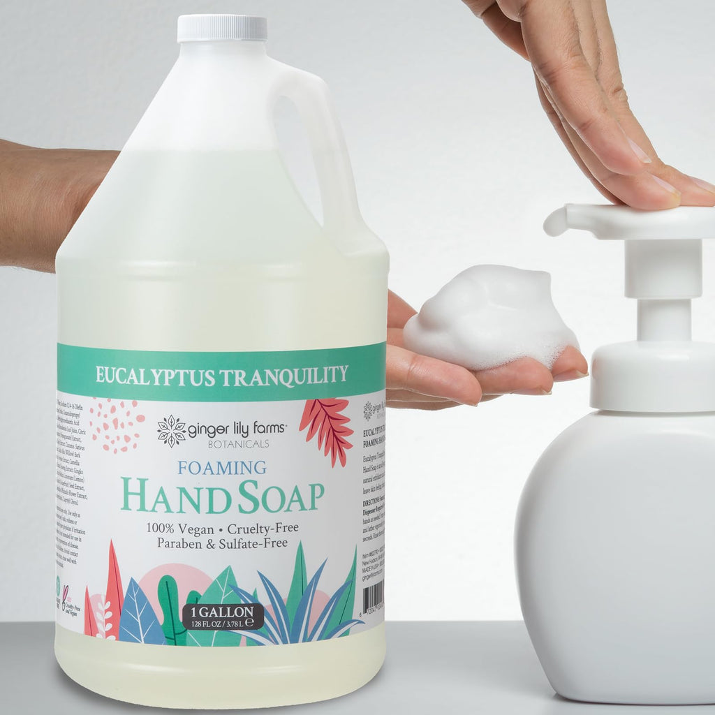 Ginger Lily Farms Botanicals All-Purpose Foaming Hand Soap Refill — 128 fl oz, 100% Vegan & Cruelty-Free, Eucalyptus Tranquility