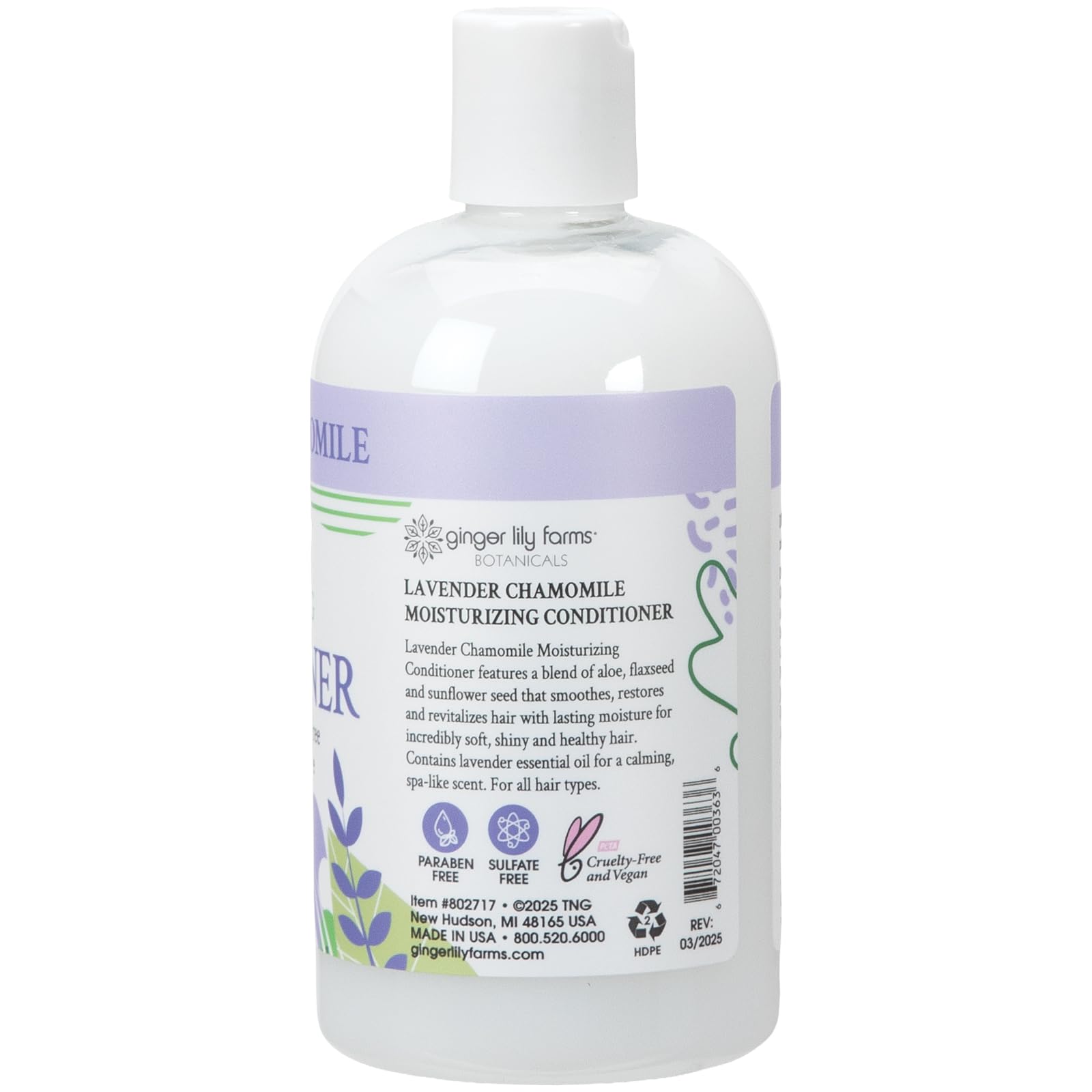 Ginger Lily Farms Botanicals Moisturizing Conditioner – Lavender Chamomile, 100% Vegan & Cruelty-Free, 12oz (Pack of 6)