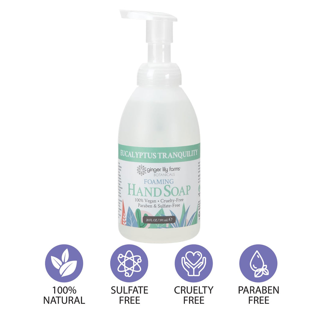 Ginger Lily Farms Botanicals All-Purpose Foaming Hand Soap Refill – Vegan, Cruelty-Free, Eucalyptus Tranquility, 20 fl oz (Pack of 8)