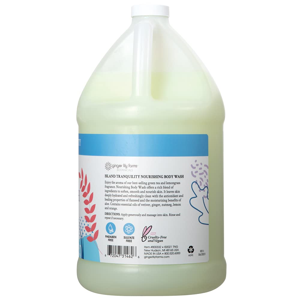 Ginger Lily Farms Botanicals Nourishing Body Wash — Island Tranquility (Vegan, Cruelty-Free) 1 Gallon Refill Pack