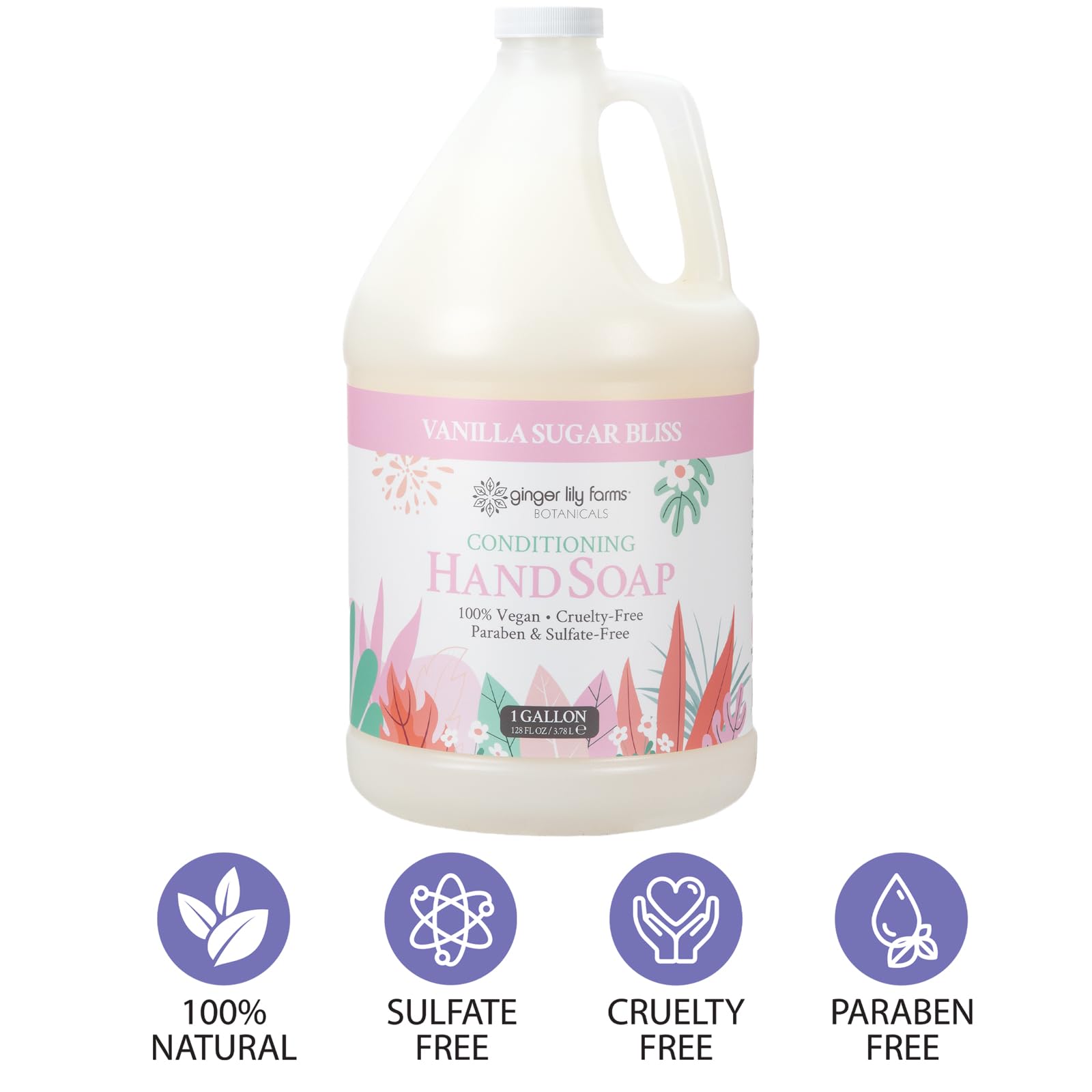 Ginger Lily Farms Botanicals Conditioning Hand Soap Refill – Vanilla Sugar Bliss, 1 Gal (128 oz), Vegan & Cruelty-Free