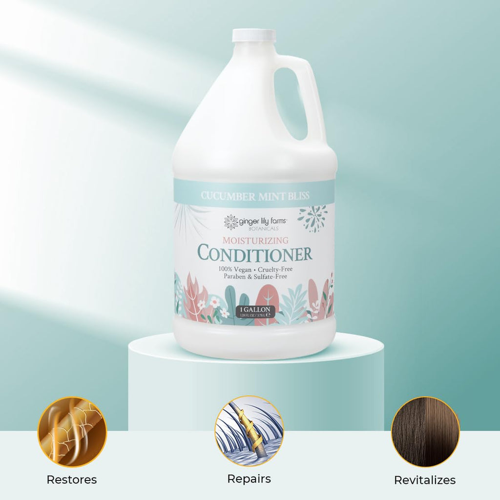 Ginger Lily Farms Botanicals Moisturizing Conditioner – Cucumber Mint Bliss, 1 Gallon Refill