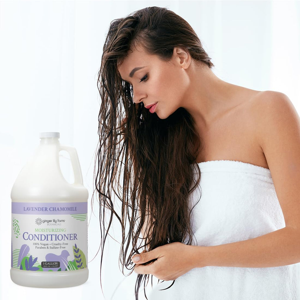 Ginger Lily Farms Botanicals Moisturizing Conditioner – Lavender Chamomile, 100% Vegan & Cruelty-Free, 1 Gallon Refill