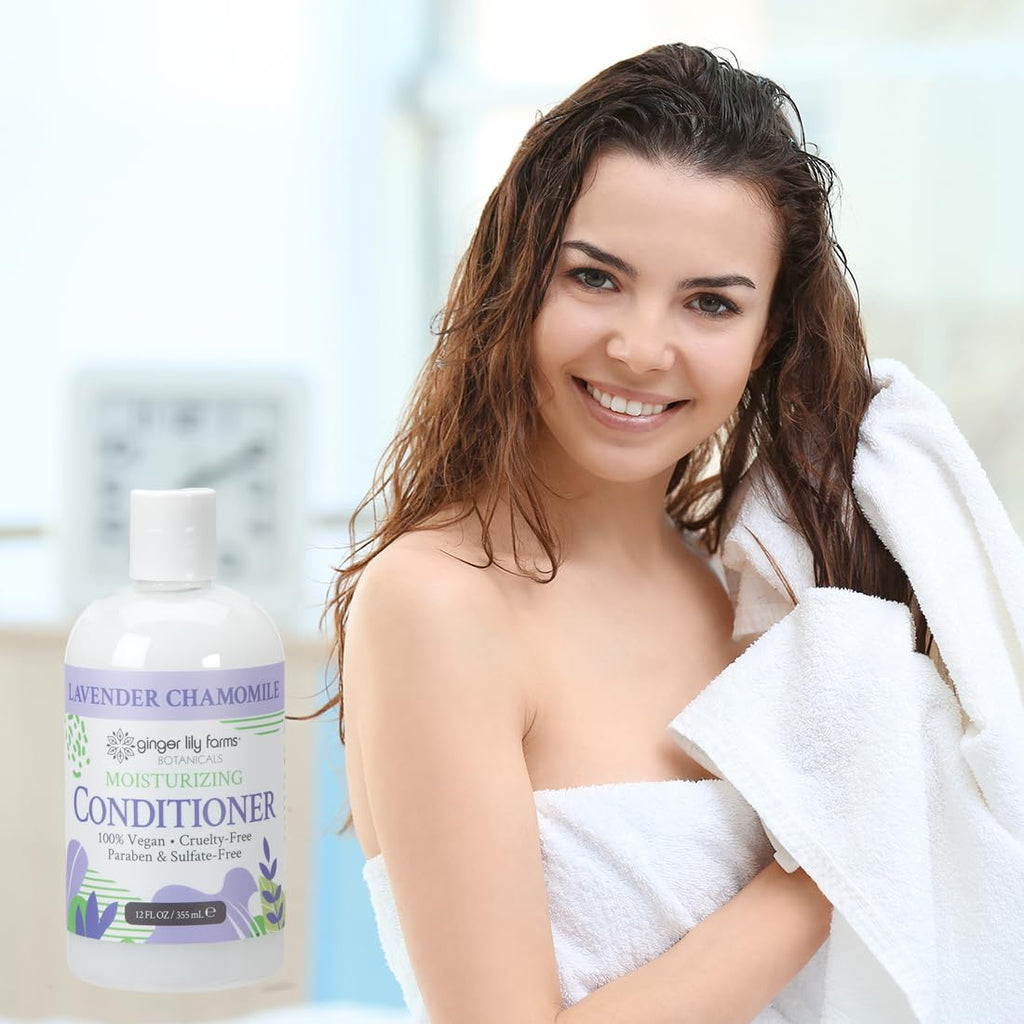 Ginger Lily Farms Botanicals Moisturizing Conditioner – Lavender Chamomile, 100% Vegan & Cruelty-Free, 12oz (Pack of 6)