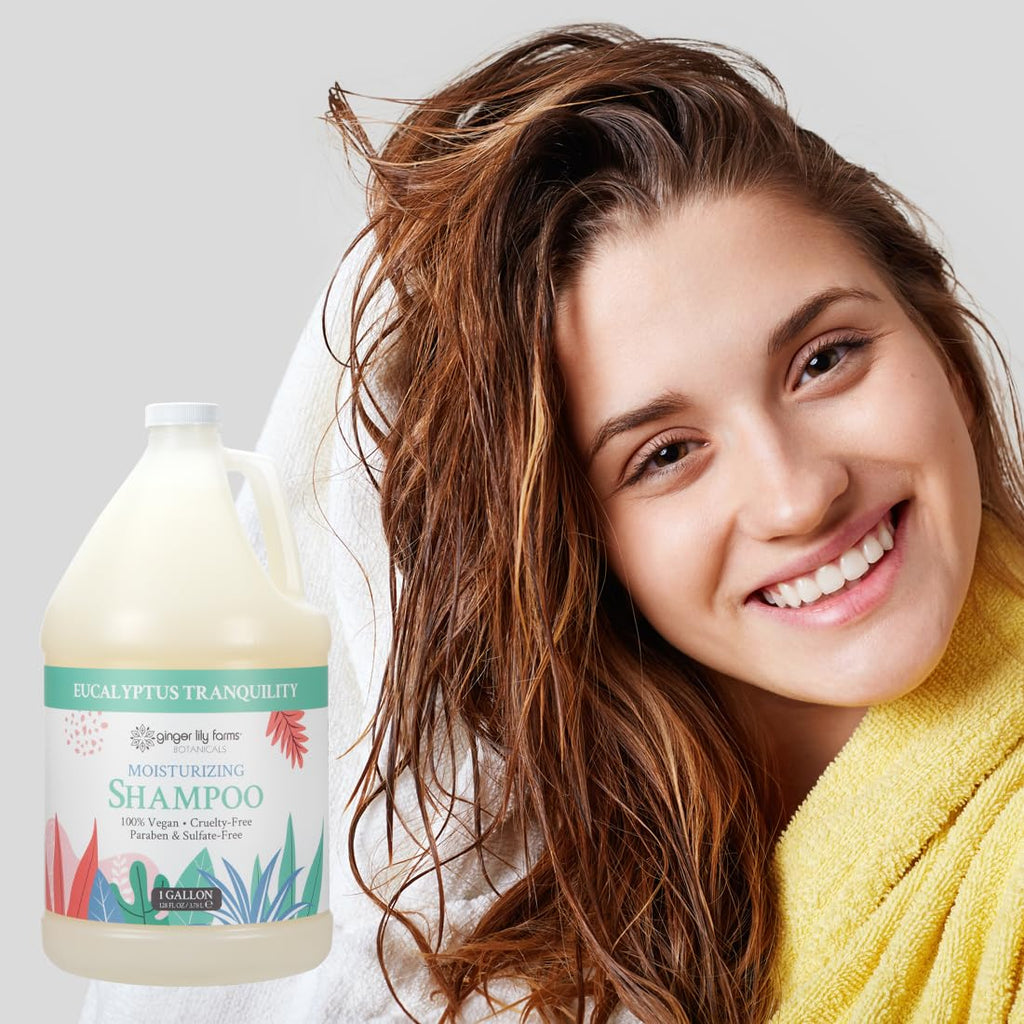 Ginger Lily Farms Botanicals Moisturizing Shampoo – Eucalyptus Tranquility, 1 Gal Refill (Vegan & Cruelty-Free)
