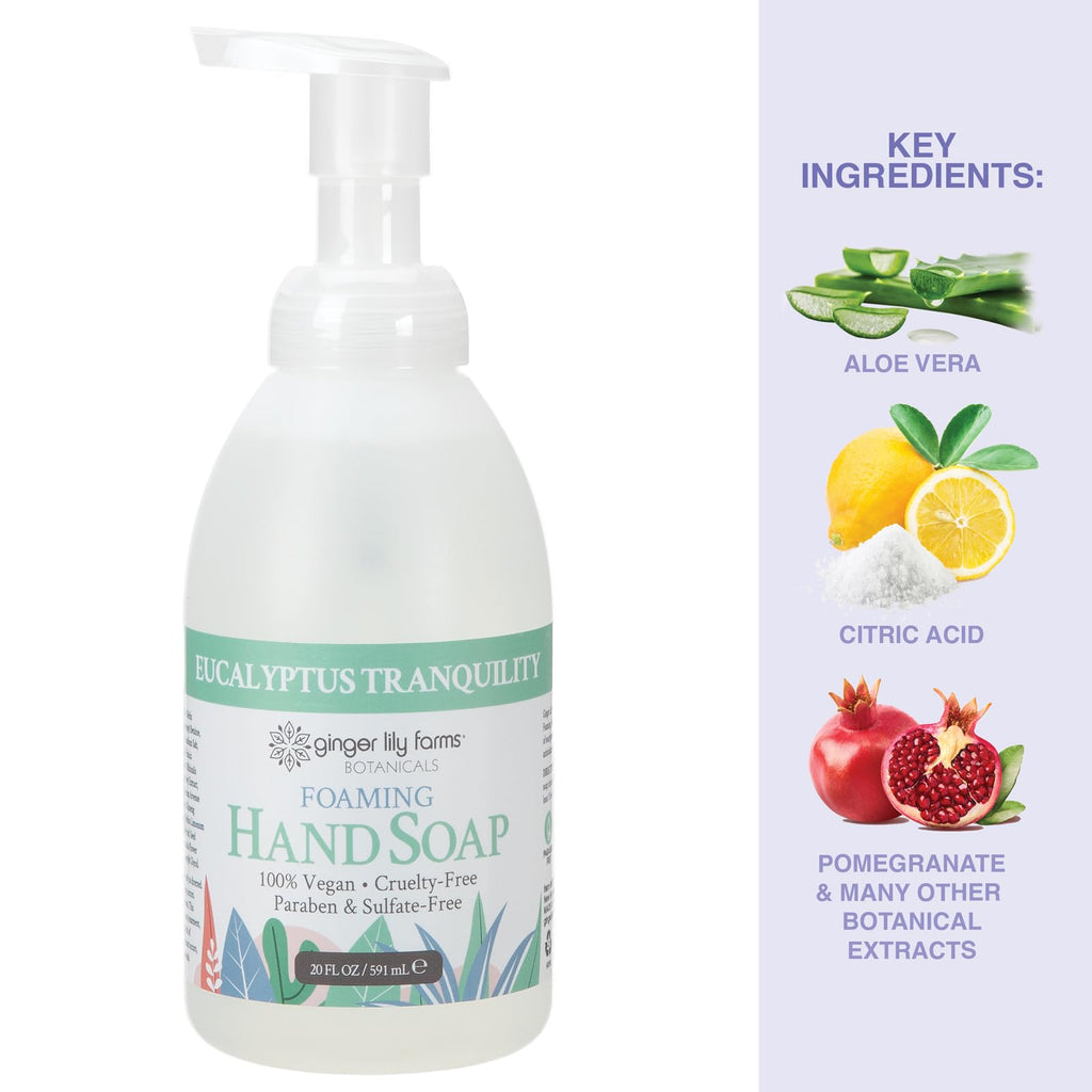 Ginger Lily Farms Botanicals All-Purpose Foaming Hand Soap Refill – Vegan, Cruelty-Free, Eucalyptus Tranquility, 20 fl oz (Pack of 8)