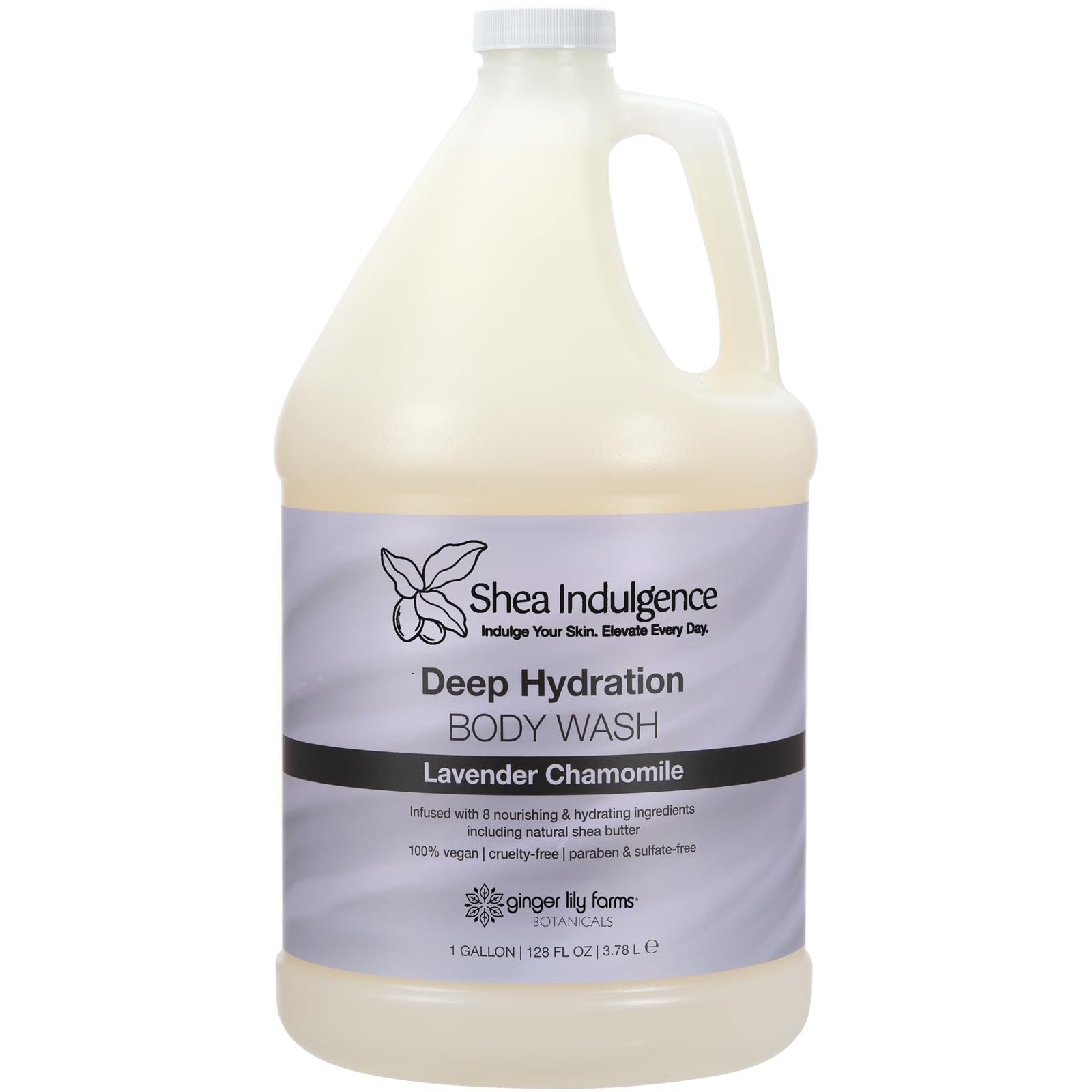 Ginger Lily Farms Botanicals Shea Indulgence Deep Hydration Body Wash – Lavender Chamomile, 1 Gallon, Vegan & Cruelty-Free
